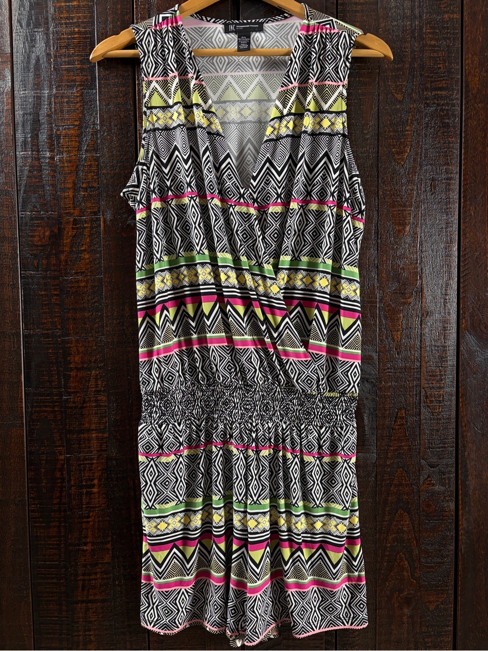 INC Geometric Sleeveless Surplice Summer Romper NWT